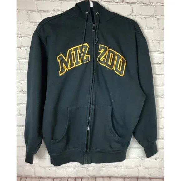 Missouri Tigers Long Sleeve Zip Up Fleece Lined Hooded Sweatshirt Jacket, Sz M - Picture 2 of 6